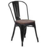 Metal Tolix Chair with wood seat