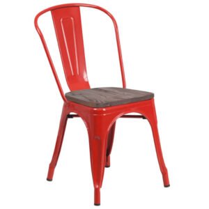 Metal Tolix Chair with wood seat - Image 4