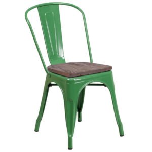 Metal Tolix Chair with wood seat - Image 6