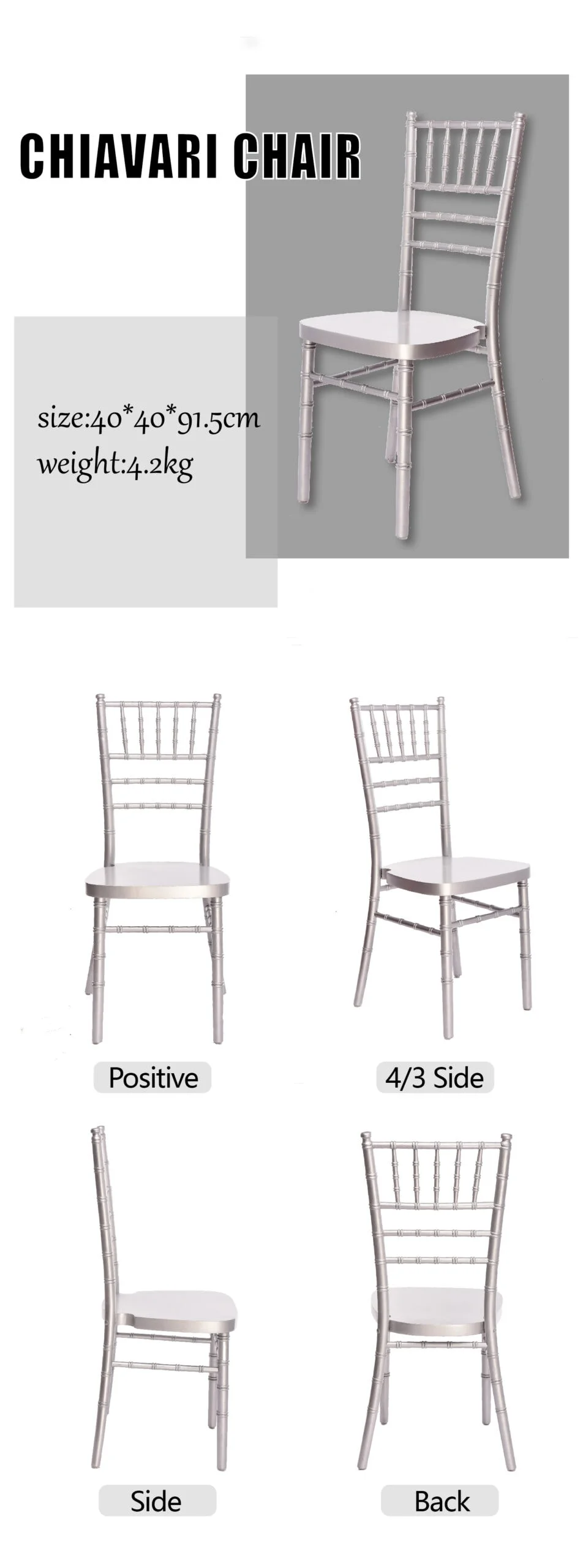 wood chiavari chair silver
