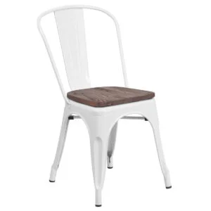 Tolix Style Metal Stacking Side Chair White